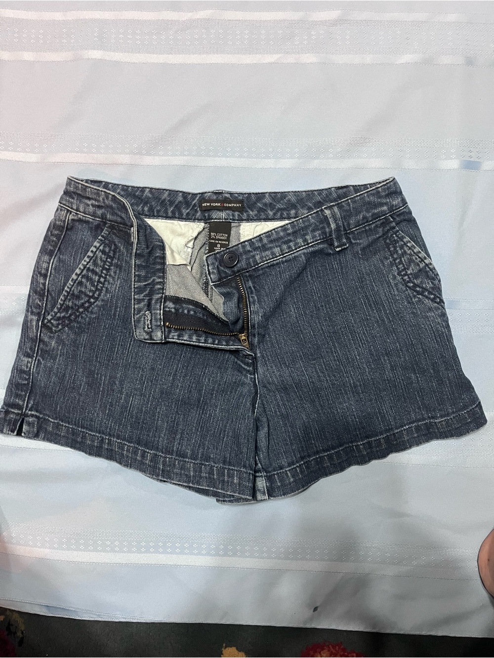 New York & Company Washed Blue Denim Shorts